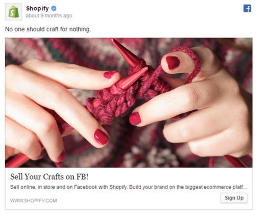 Facebook ad copywriting example